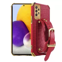 For Samsung Galaxy A53 5G Fashionable Protection Phone Cover Crocodile Texture Kickstand Electroplating Precise Cutout PU Leather Coated TPU Flexible Phone Case - Red
