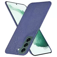For Samsung Galaxy S22+ 5G Hard PC Phone Cover Crocodile Texture PU Leather Coating Case - Blue