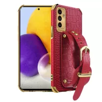 For Samsung Galaxy A13 5G Smartphone Case Shell Crocodile Texture 6D Electroplating Precise Cutout PU Leather + TPU Phone Case - Red