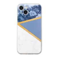 For iPhone 13 6.1 inch Marble Pattern Printing Case Straight Edge TPU Shockproof Scratch-Proof Skin Phone Cover - Grey