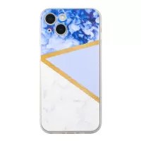 For iPhone 13 6.1 inch Marble Pattern Printing Case Straight Edge TPU Shockproof Scratch-Proof Skin Phone Cover - Purple