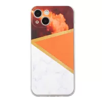 For iPhone 13 6.1 inch Marble Pattern Printing Case Straight Edge TPU Shockproof Scratch-Proof Skin Phone Cover - Orange