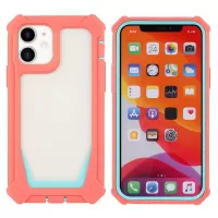 For iPhone 11 6.1 inch TPU Frame + Acrylic Back Cell Phone Case Detachable 2-in-1 Case Anti-fall Phone Cover - Coral Pink/Bluish Green