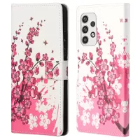 Pattern Printing Leather Case for Samsung Galaxy A23 5G, Wallet Stand Magnetic Clasp Phone Cover - Plum Blossom