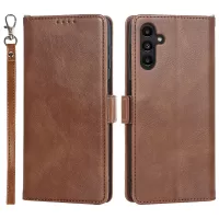 For Samsung Galaxy A13 5G Wallet Stand Leather Phone Case RFID Blocking Magnetic Clasp Cover with Strap - Brown