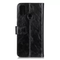 Crazy Horse Wallet Leather Stand Case for Samsung Galaxy A21s - Black