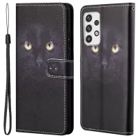 Pattern Printing Wallet Leather Case for Samsung Galaxy A23 5G, Cross Texture Stand Folio Flip Phone Shell with Strap - Cat\'s Eye