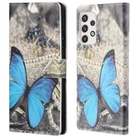 Pattern Printing Leather Case for Samsung Galaxy A23 5G, Wallet Stand Magnetic Clasp Phone Cover - Blue Butterfly