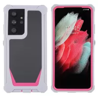 For Samsung Galaxy S21 Ultra 5G TPU Frame + Acrylic Clear Back Hybrid Detachable 2-in-1 Case Anti-drop Phone Cover - Grey/Rose
