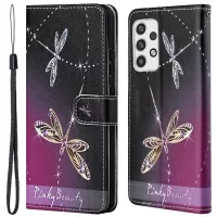 Pattern Printing Wallet Leather Case for Samsung Galaxy A23 5G, Cross Texture Stand Folio Flip Phone Shell with Strap - Two Dragonflies