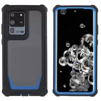 For Samsung Galaxy S20 Ultra Precise Cutout Anti-drop Soft TPU Frame + Durable Acrylic Back Detachable 2-in-1 Phone Case - Black/Blue