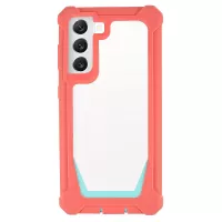 For Samsung Galaxy S22+ 5G Detachable 2-in-1 Case Well-protected Anti-drop TPU + Acrylic Hybrid Cell Phone Cover - Coral Pink/Bluish Green