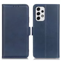 For Samsung Galaxy A23 5G Textured PU Leather Cover Wallet Stand Inner TPU Shell Phone Case - Blue