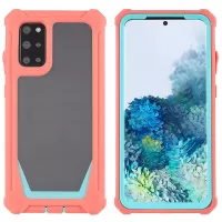 For Samsung Galaxy S20 Plus 4G/5G Shockproof Anti-fall Precise Cutout Soft TPU Frame + Acrylic Back Detachable 2-in-1 Cell Phone Case - Coral Pink/Bluish Green