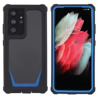 For Samsung Galaxy S21 Ultra 5G TPU Frame + Acrylic Clear Back Hybrid Detachable 2-in-1 Case Anti-drop Phone Cover - Black/Blue