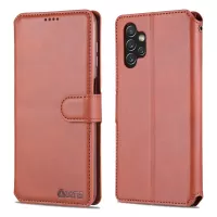 AZNS PU Leather Case for Samsung Galaxy A13 4G, Stand Feature Wallet Magnetic Flip Folio Book Phone Cover - Brown