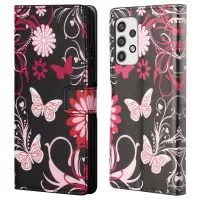 Pattern Printing Leather Case for Samsung Galaxy A23 5G, Wallet Stand Magnetic Clasp Phone Cover - Butterflies and Flowers