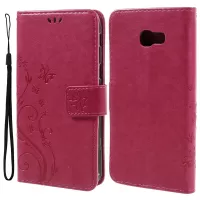 Butterfly Flowers Leather Stand Cover with Card Slots for Samsung Galaxy A5 (2017) - Rose