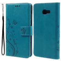 Butterfly Flowers Leather Stand Cover with Card Slots for Samsung Galaxy A5 (2017) - Blue