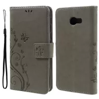 Butterfly Flowers Leather Stand Cover with Card Slots for Samsung Galaxy A5 (2017) - Grey