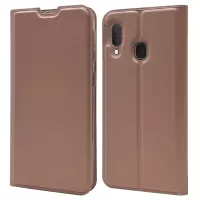 Magnetic Adsorption Leather Card Holder Case for Samsung Galaxy A20e with Foldable Stand - Rose Gold