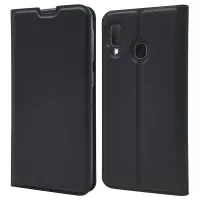 Magnetic Adsorption Leather Card Holder Case for Samsung Galaxy A20e with Foldable Stand - Black