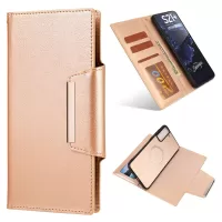 PU Leather Wallet Smartphone Shell Case with Detachable Inner TPU Case for Samsung Galaxy S21 Ultra 5G - Gold