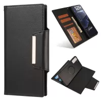 PU Leather Wallet Smartphone Shell Case with Detachable Inner TPU Case for Samsung Galaxy S21 Ultra 5G - Black