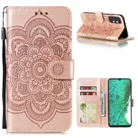 Imprint Mandala Flower Stand Leather Flip Shell for Samsung Galaxy A32 5G Case - Rose Gold