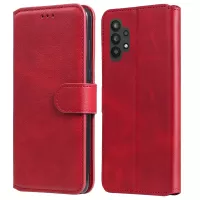 Classic Textured Wallet Stand Flip Leather Phone Case for Samsung Galaxy A32 5G/M32 5G - Red