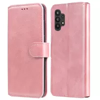 Classic Textured Wallet Stand Flip Leather Phone Case for Samsung Galaxy A32 5G/M32 5G - Rose Gold