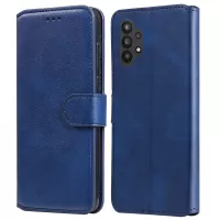 Classic Textured Wallet Stand Flip Leather Phone Case for Samsung Galaxy A32 5G/M32 5G - Blue
