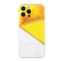 Marble Case for iPhone 12 Pro Max 6.7 inch, Straight Edge Design Pattern Printing Slim Soft TPU Precise Cutouts Cover - Yellow