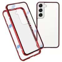 For Samsung Galaxy S22 5G Aluminium Alloy Frame + Double-sided Tempered Glass Phone Case Full Coverage Mobile Phone Cover - Red