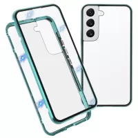 For Samsung Galaxy S22+ 5G 360 Degree Full Protection Case Aluminium Alloy Frame + Double-sided Tempered Glass Phone Cover with Magnetic Closure - Green