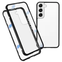 For Samsung Galaxy S22 5G Aluminium Alloy Frame + Double-sided Tempered Glass Phone Case Full Coverage Mobile Phone Cover - Black
