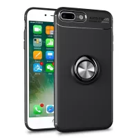 Magnetic Finger Ring Kickstand TPU Case for iPhone 8 Plus/7 Plus - Black + Grey