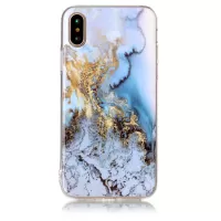For iPhone XS / X/10 5.8 inch Marble Pattern IMD TPU Back Cover Case - Gold / Blue