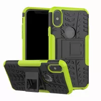 2-in-1 Tyre Pattern Kickstand PC + TPU Hybrid Phone Accessory Cover for iPhone X/XS 5.8 inch - Green
