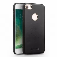 QIALINO Calf Skin Genuine Leather Coated PC Back Case for iPhone 8/7 4.7 inch - Black