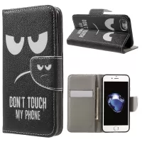 Pattern Printing Leather Wallet Folio Cover for iPhone SE (2nd Generation)/8/7 - Do Not Touch My Phone