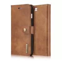 DG.MING For iPhone 7 Plus Anti-scratch Split Leather Wallet Case and Detachable PC Cover - Brown