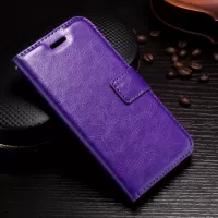 Crazy Horse Stand Wallet Leather Mobile Phone Casing for iPhone X/XS 5.8 inch - Purple