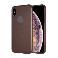 SULADA Classic Series for iPhone XS / X 5.8 inch Litchi Skin PU Leather Coated TPU Cell Phone Case Built-in Magnetic Holder Metal Sheet - Coffee