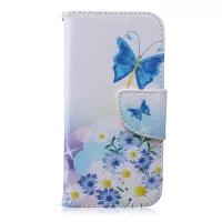 Patterned Leather Wallet Cell Phone Coverfor iPhone 6s / 6 4.7 - Blue Butterfly and Daisy Flower