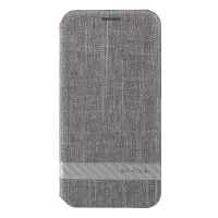 G-CASE Canvas Leather Flip Phone Cover Case with Card Holder for iPhone X 5.8 inch - Grey