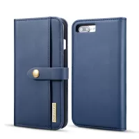 DG.MING Detachable 2-in-1 Split Leather Wallet Shell Cover + PC Back Case for iPhone 8 Plus / 7 Plus - Blue