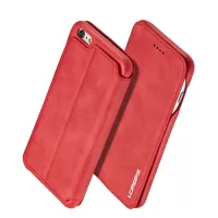 LC.IMEEKE for iPhone 6s Plus/6 Plus Retro Style Leather Card Holder Stand Flip Cover - Red