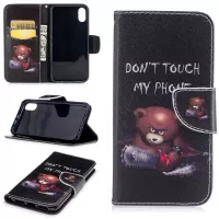 Pattern Printing Wallet Leather Magnetic Case for iPhone X/XS 5.8-inch - Brown Bear
