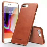 QIALINO Genuine Leather Coated PC Mobile Phone Back Casing for iPhone 8 Plus/7 Plus 5.5 inch - Brown